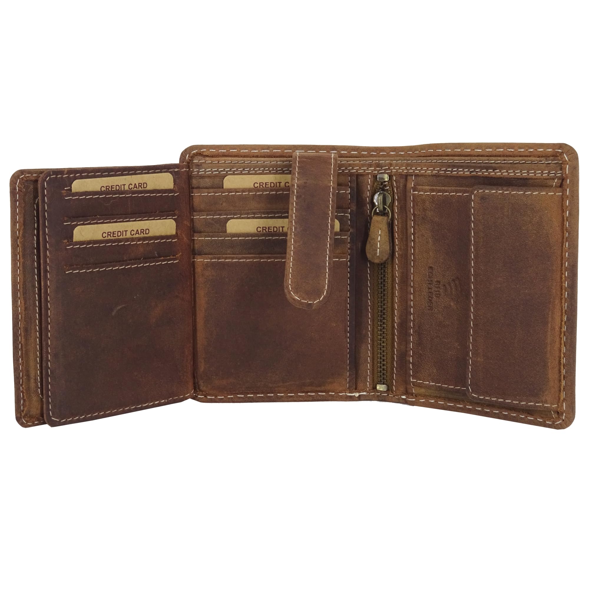 Echt-Leder Leder Geldbörse • Geldbeutel für Damen und Herren mit RFID-Schutz • Portmonee mit Münzfach • Portemonnaie Hill Burry • braun für Männer Brieftasche Wallet • Hochformat