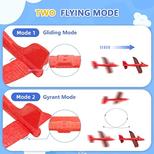 Miniatura 3 de Paquete de 3 juguetes lanzador de aviones dinosaurio, 2 modos de vuelo, planeador de espuma, catapulta de avión de juguete para niños, juguetes