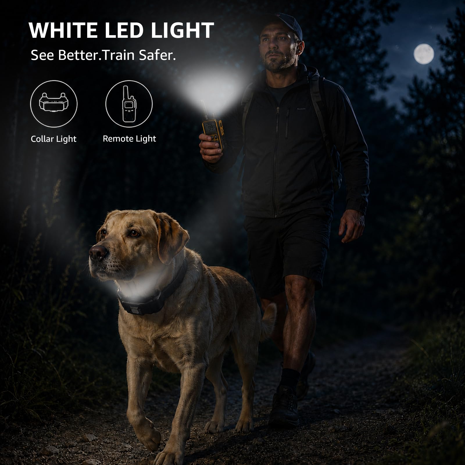 Collare Addestramento Cani | 4 Moda Beep, Vibrazione, Boost Vibrazione, LED | Portata di 500 M | per Cani di Tutte le Taglie, Ricaricabile