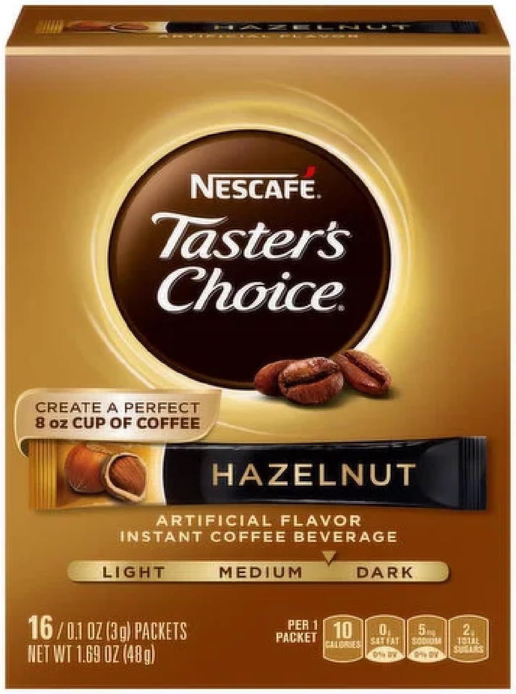 Nescafe Taster's Choice 16 Piece Hazelnut Instant Coffee Beverage Single Serve Sticks, 1.69 oz by Nescafé