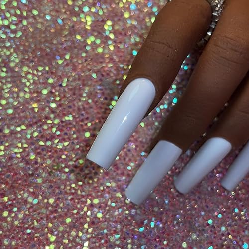 Miniatura 2 de Long Square Luxury False Nail, Press On Nails, 40 Pc False Nail Set, Handmade False Nail Kit, French Tip Press On Nails (Small)