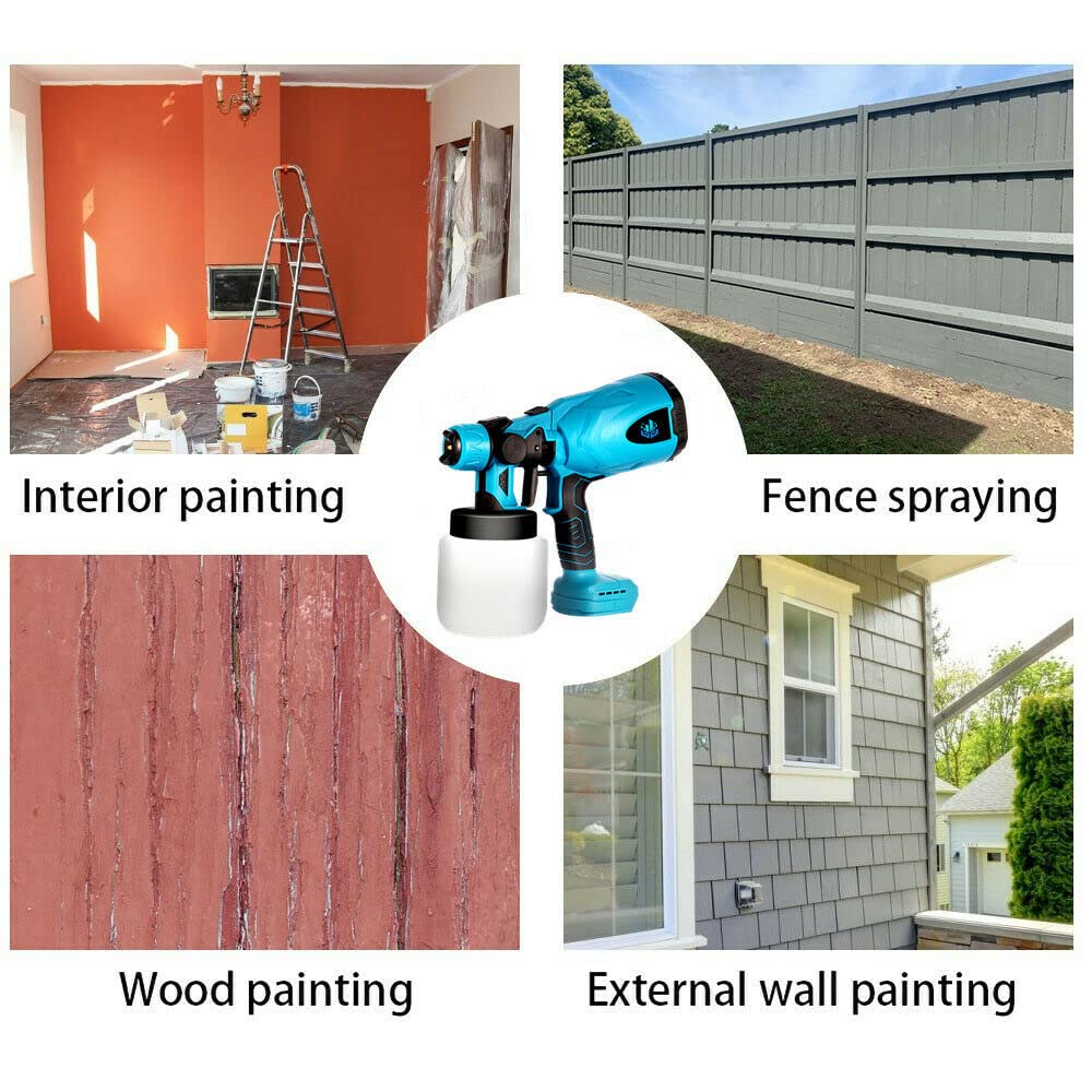 DAZZLEEX Pulverizador de pintura inalámbrico para 18V batería de pintura pistola de pintura eléctrica, azul