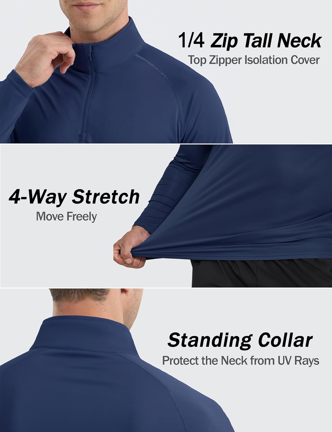 KINSWT Mens UPF 50+ Sun Shirt Long Sleeve 1/4 Zip SPF UV Protection Lightweight Quick Dry Quarter Zip Golf Shirt - Image 6