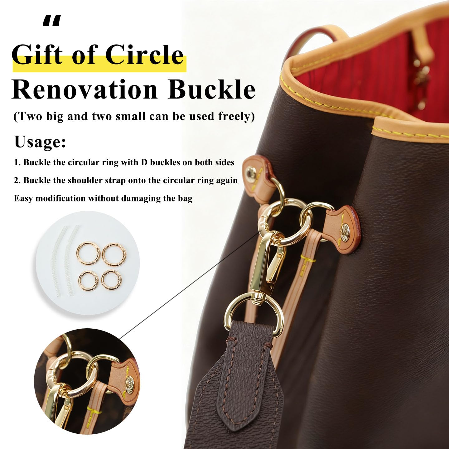 DGAZ Tracolla in Pelle Vacchetta per Borsa Neverfull, Cintura di Ricambio per Tracolla Extra Lunga – Crossbody, Larghezza 3,8 cm, Lunghezza 110 cm, con Confezione Regalo (Beige)