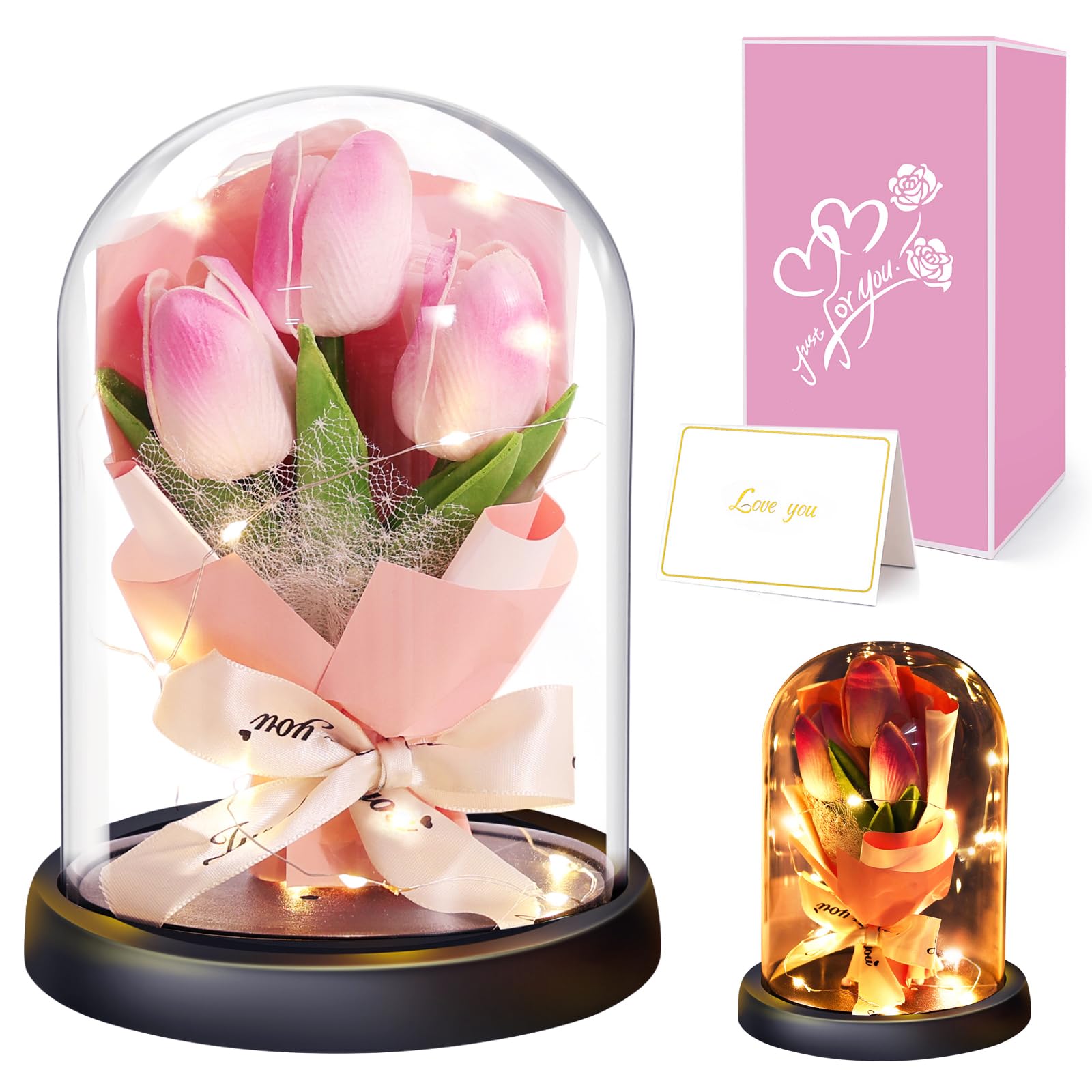 Fiore Artificiale Regalo di San Valentino per Donne, Idee Tulipani Regalo Donna, Romantico Kit di Tulipani Regalo Mamma Nonna, Regalo per Lei, Fiore Regalo Anniversario per Lei Idee Regalo Nascita