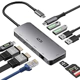 ICZI 11 w 1 hub USB C do podwójnego HDMI, 4K@30HZ, USB3.0 x 2, USB3.2 x 3,Gigabit Ethernet, PD 100 W, SD/TF, stacja dokująca do MacBook HP Dell XPS Lenovo
