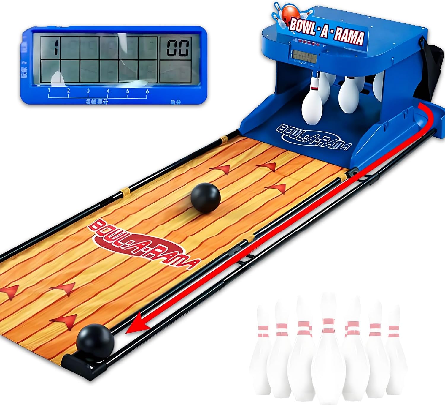 LED Scoring Bowling Set, Indoor Electronic Bowling Alley, Automatic Ball Reset, Realistic Sound, Foldable Design, Home Party Game for Kids Adults Family Time 2M