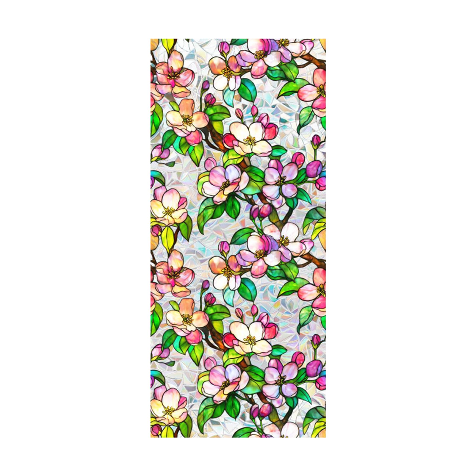 JSGHGDF Stained Glass Window Film Rainbow Statics Window Cling Flower Windowed Privacy Film Not Glues Decorative Windowed Clings Stained Glass Clings Removable