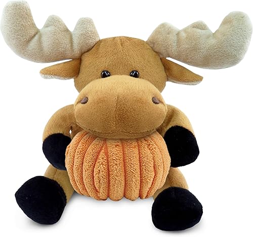 Miniatura 1 de DolliBu Peluche de alce súper suave con decoración de calabaza y personalización del nombre, animal de peluche de calabaza para otoño, Halloween y
