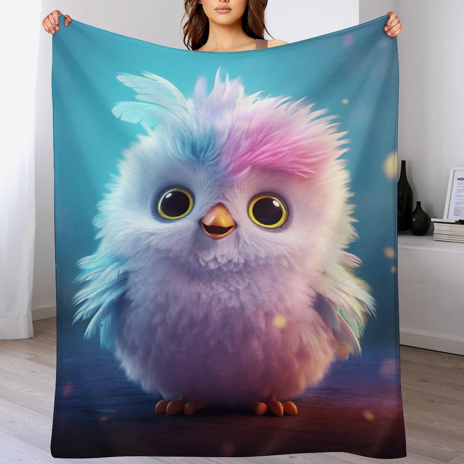 Couverture oiseau imprimée pour enfants et adultes idéale en voyage et canapé