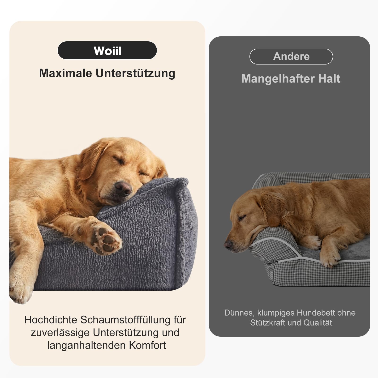 Cama Perro Mediano,Cama para Perros Ergonómica Gruesa,97x71x22cm