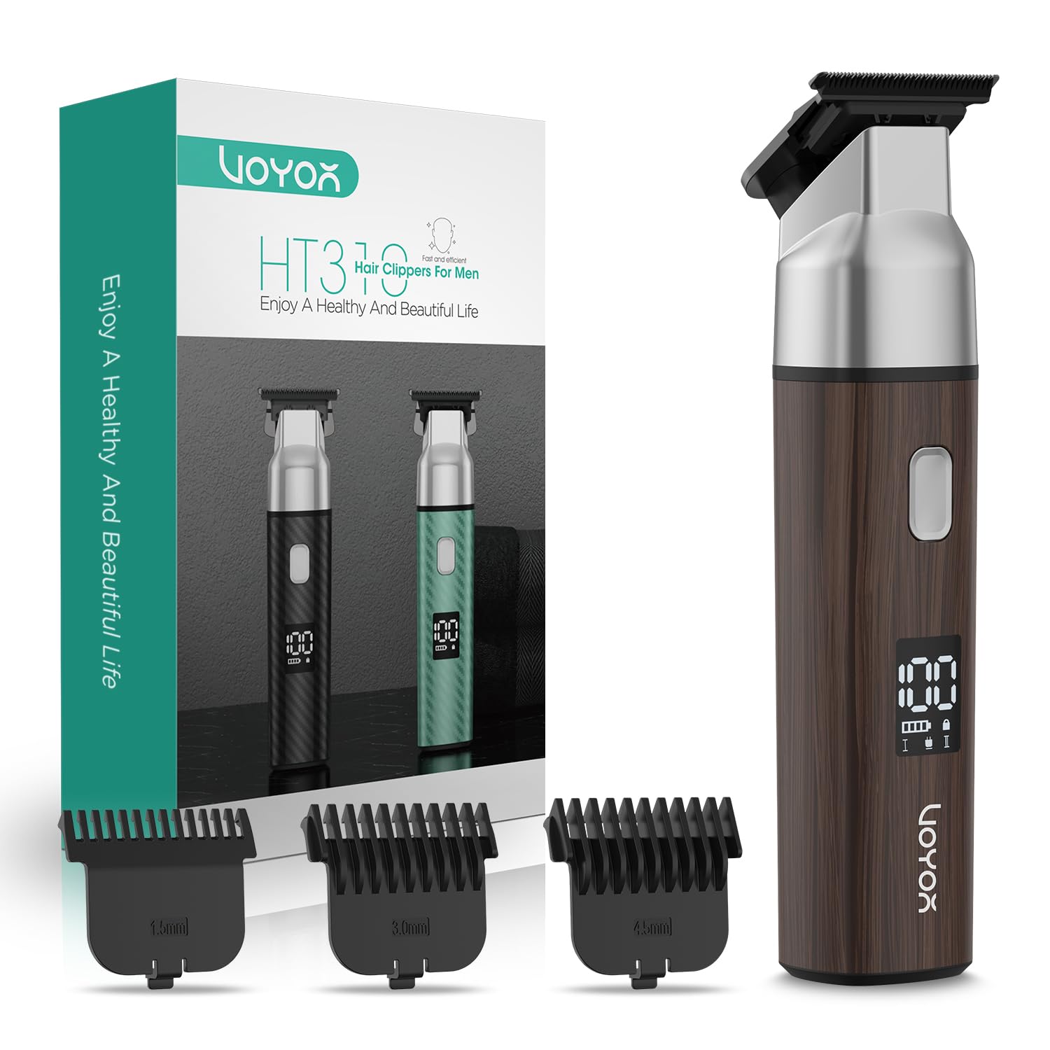 VOYOR Rasoio Elettrico Per Uomo, Depilatore Corpo Uomo Impermeabile, Tagliacapelli Con Pettini Regolabili, USB Ricaricabile, Rasoio Intimo Elettrico Per Viso, Braccia, Petto, Gambe HT310 (Marrone)