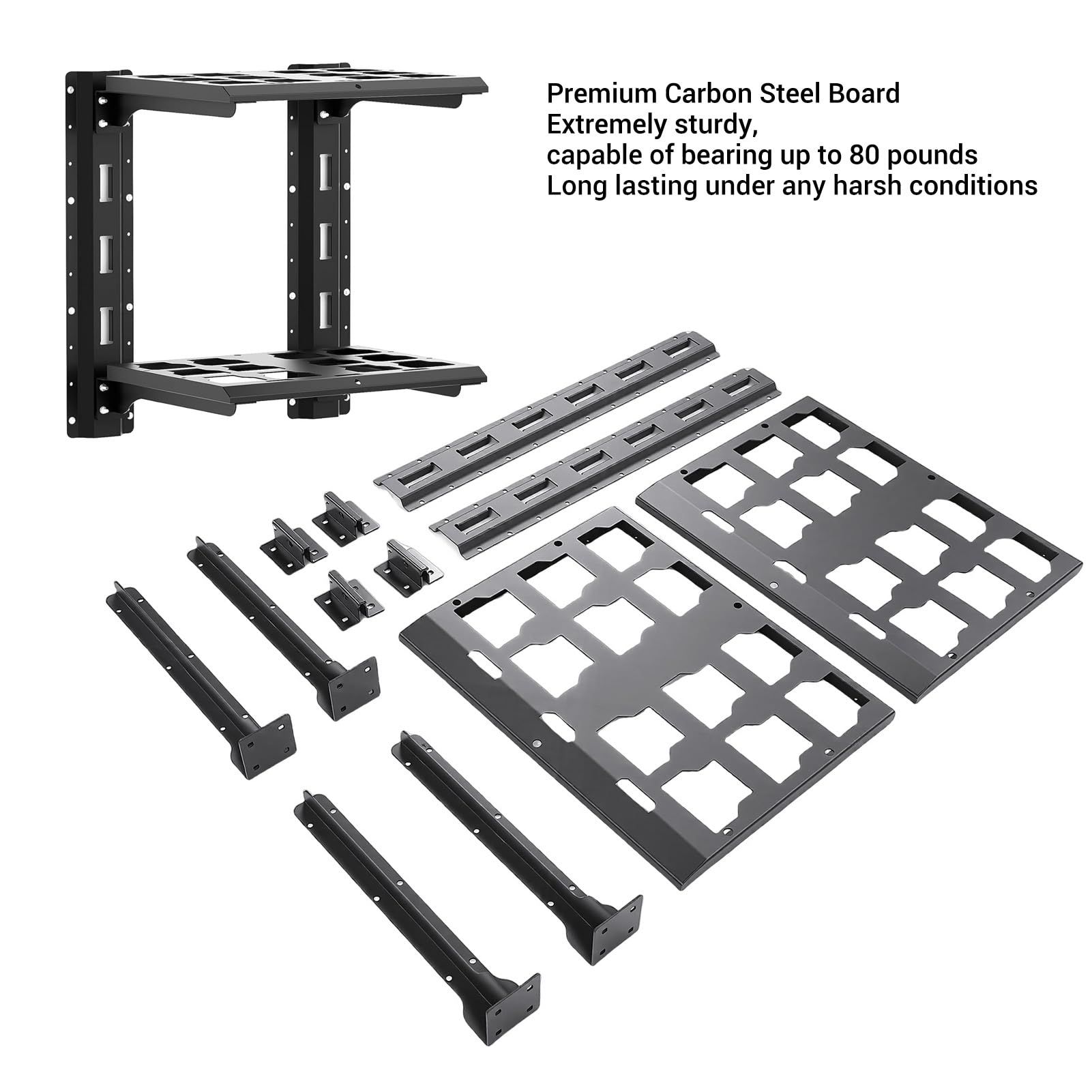 Kit de estantería para caja de herramientas de 2 estantes para 48-22-8480, estante de montaje en pared de acero al carbono con riel E ajustable, capacidad de carga de 80 libras