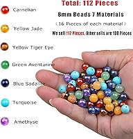 Vista 4 de AD Beads Cuentas sueltas naturales de 0.315 pulgadas, 112 piezas para hacer collar o pulsera mala (7 cuentas de chakra)