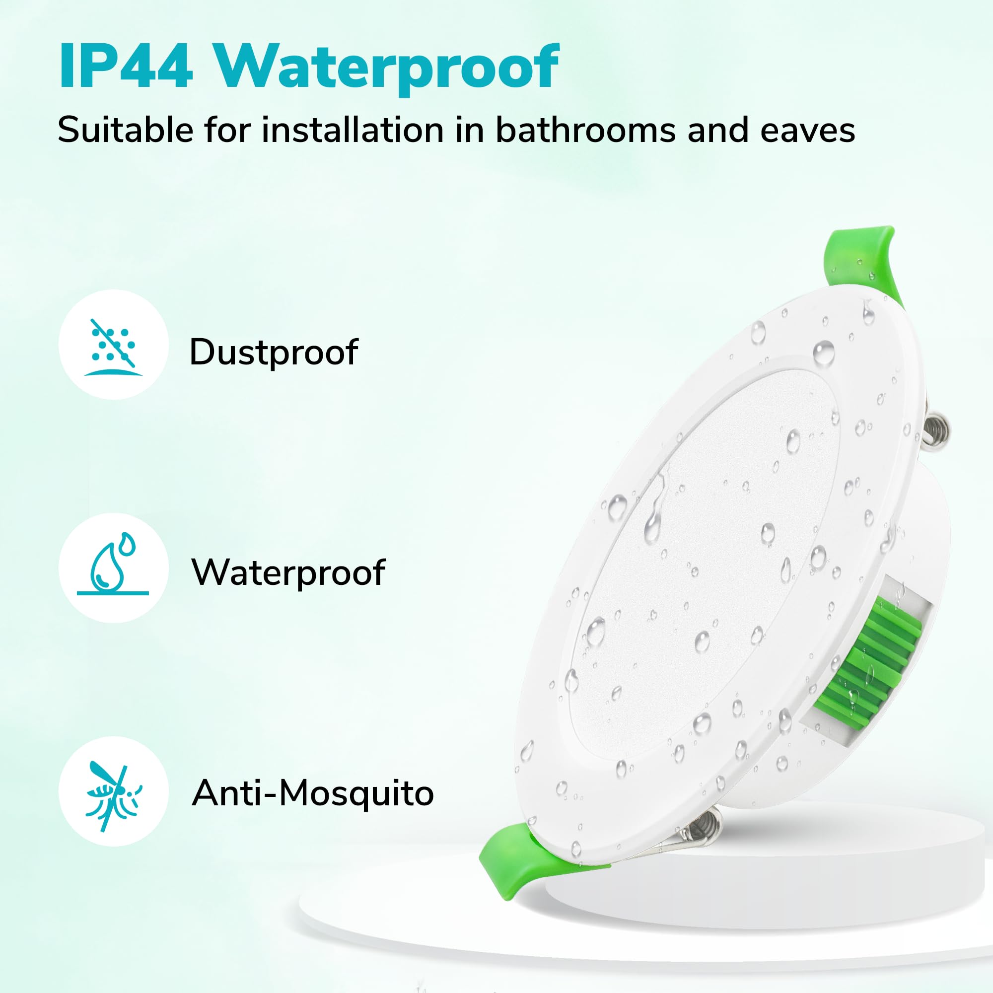 Pack de 10 Focos LED Empotrables Extra Planos 25 mm, 6W Regulables 0-100% con Regulador Externo, 2700K/4000K/6000K, IP44 Downlight LED Baño, CRI90, Corte Ø55-68 mm, 230V, Blanco