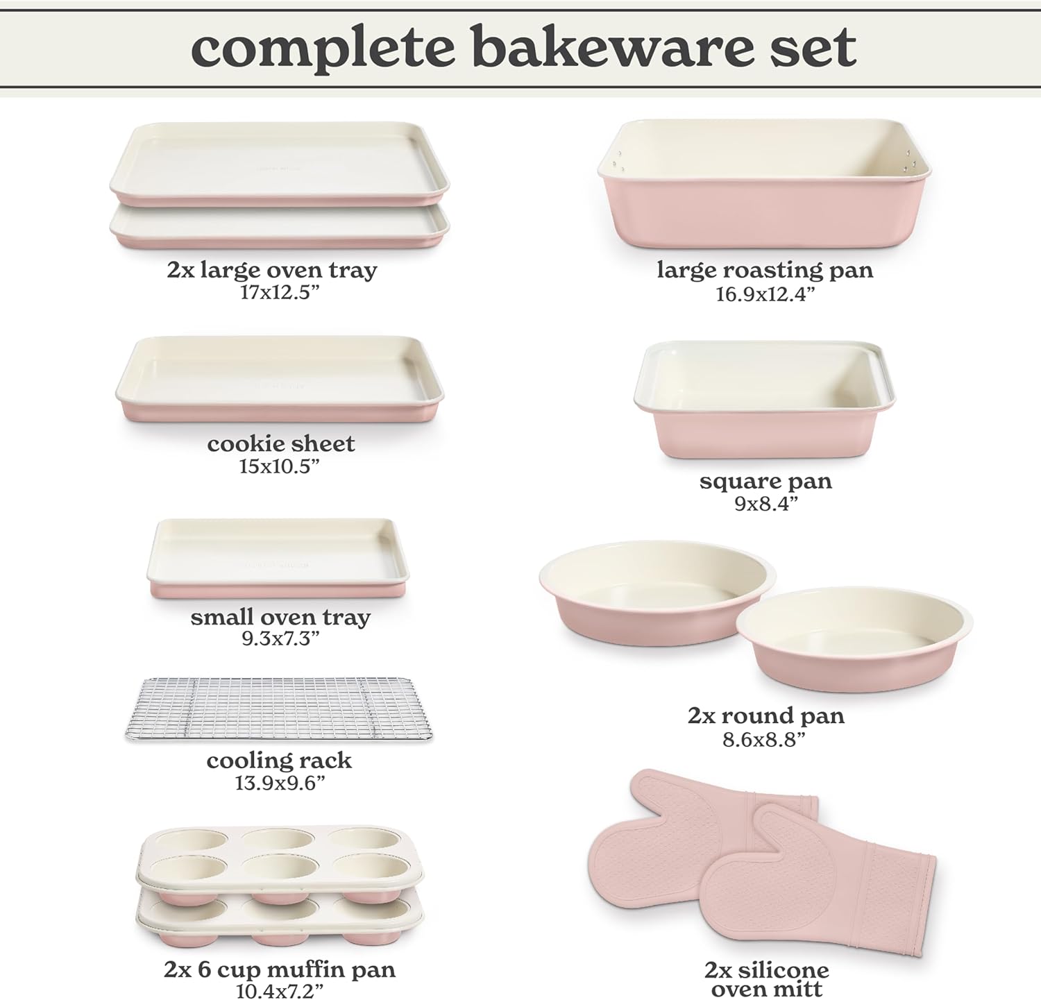 Country Kitchen Nonstick Stackable Bakeware Set - Deluxe Heavy Duty, Durable, Easy Release Baking Set, Pink, 13 Pcs with Handles - Image 2