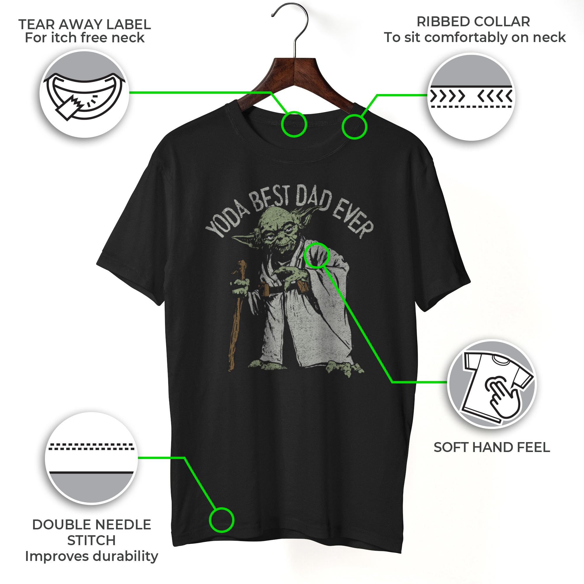 Star Wars Men's Yoda Green Dad Father's Day T-Shirt