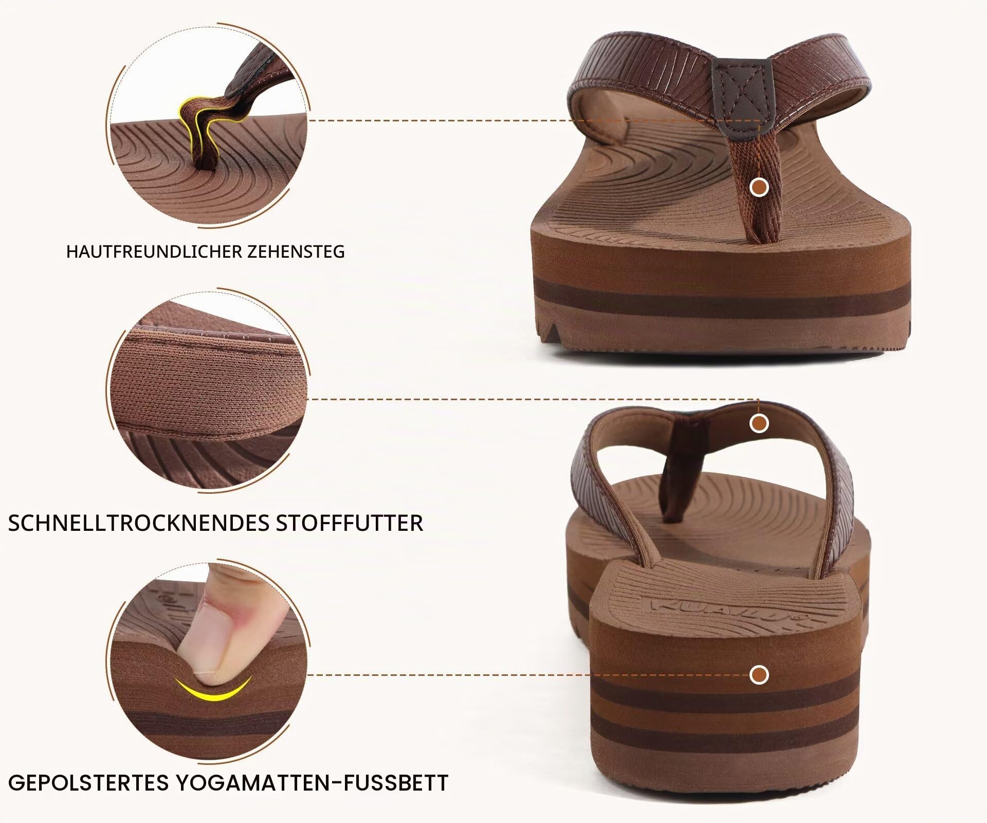 KuaiLu Damen Flip Flops Komfort Yoga Matte Plattform Leichte Zehentrenner für Frauen Dressy Sommer Strand Thong Sandalen, Weich Kissen Fußbett EU36-43