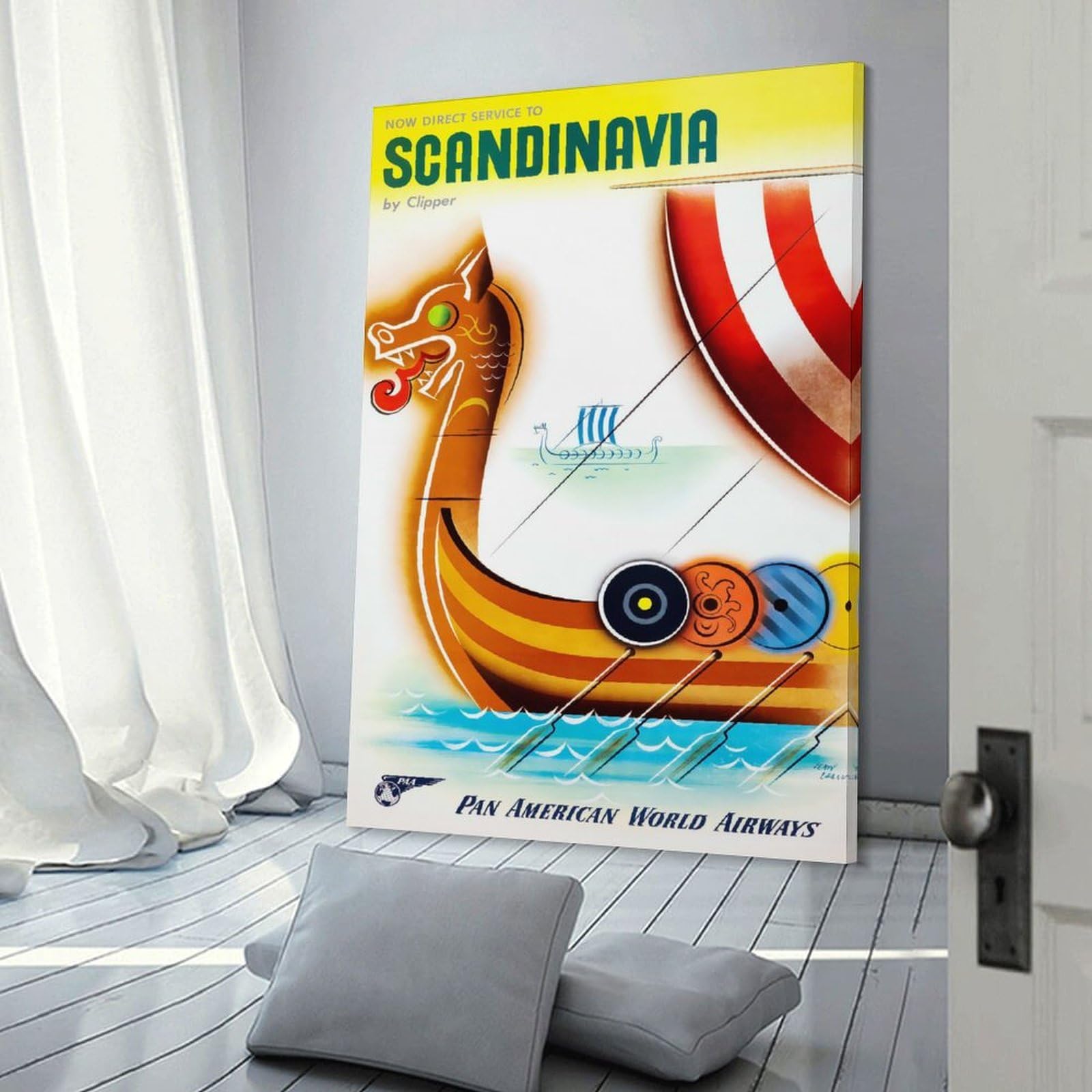 Junmoney Scandinavia Travel Canvas Wall Art 20x30inch(50x75cm), for Study, Office Or Focused Interiors, Home Office Artwork with Decorative Appeal