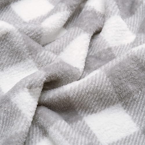 Miniatura 5 de BEDELITE Manta de forro polar tamaño Queen para sofá cama, decoración de lujo a cuadros de búfalo de Navidad, manta a cuadros grises y blancos,