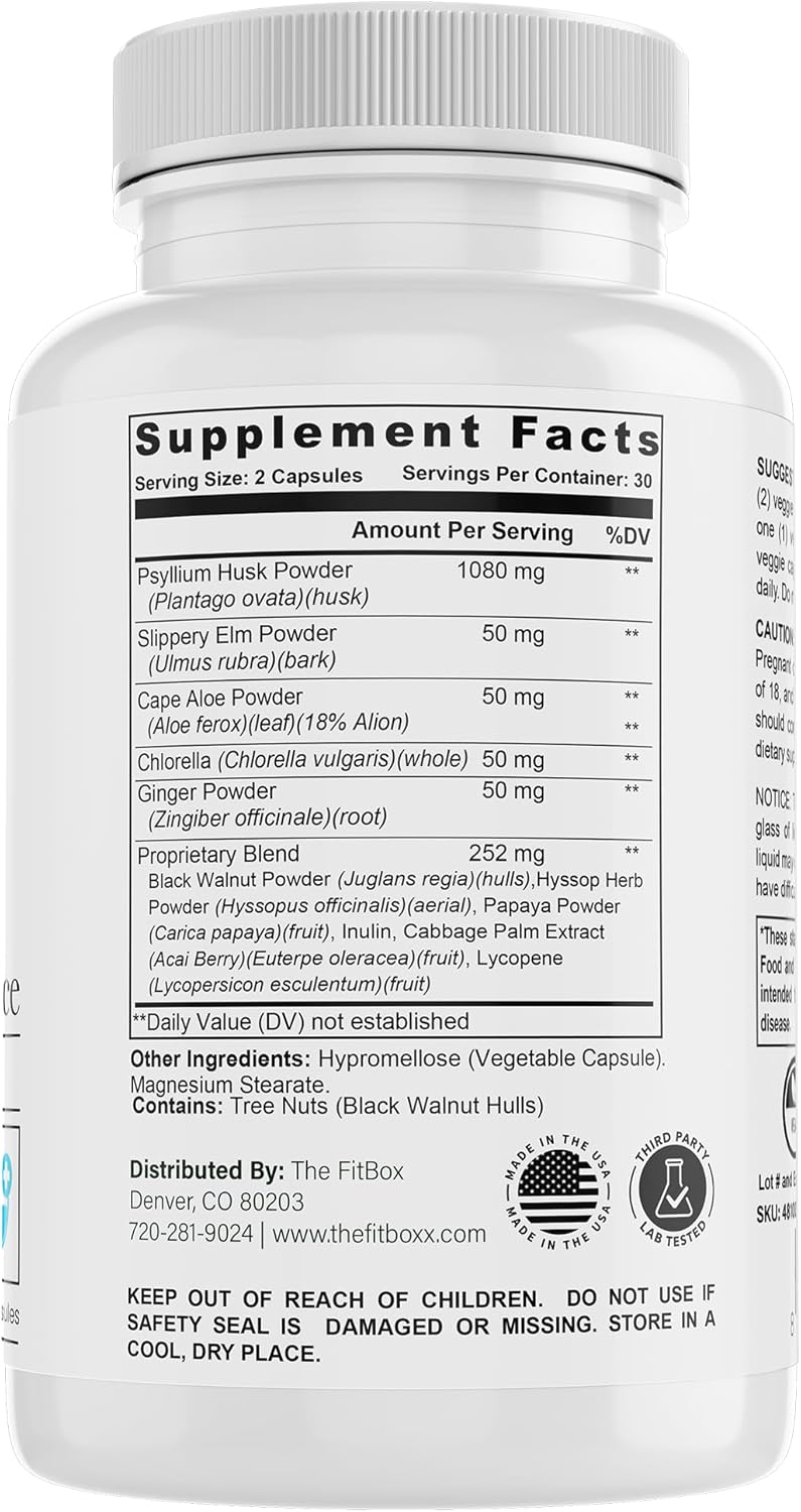 VitalMatrix Gut Balance, Psyllium & Botanical Formula - 1,080mg Psyllium Husk Per Serving, Daily Gut Support, Promote Regularity & Support Overall Wellness - 60 Capsules - Image 7