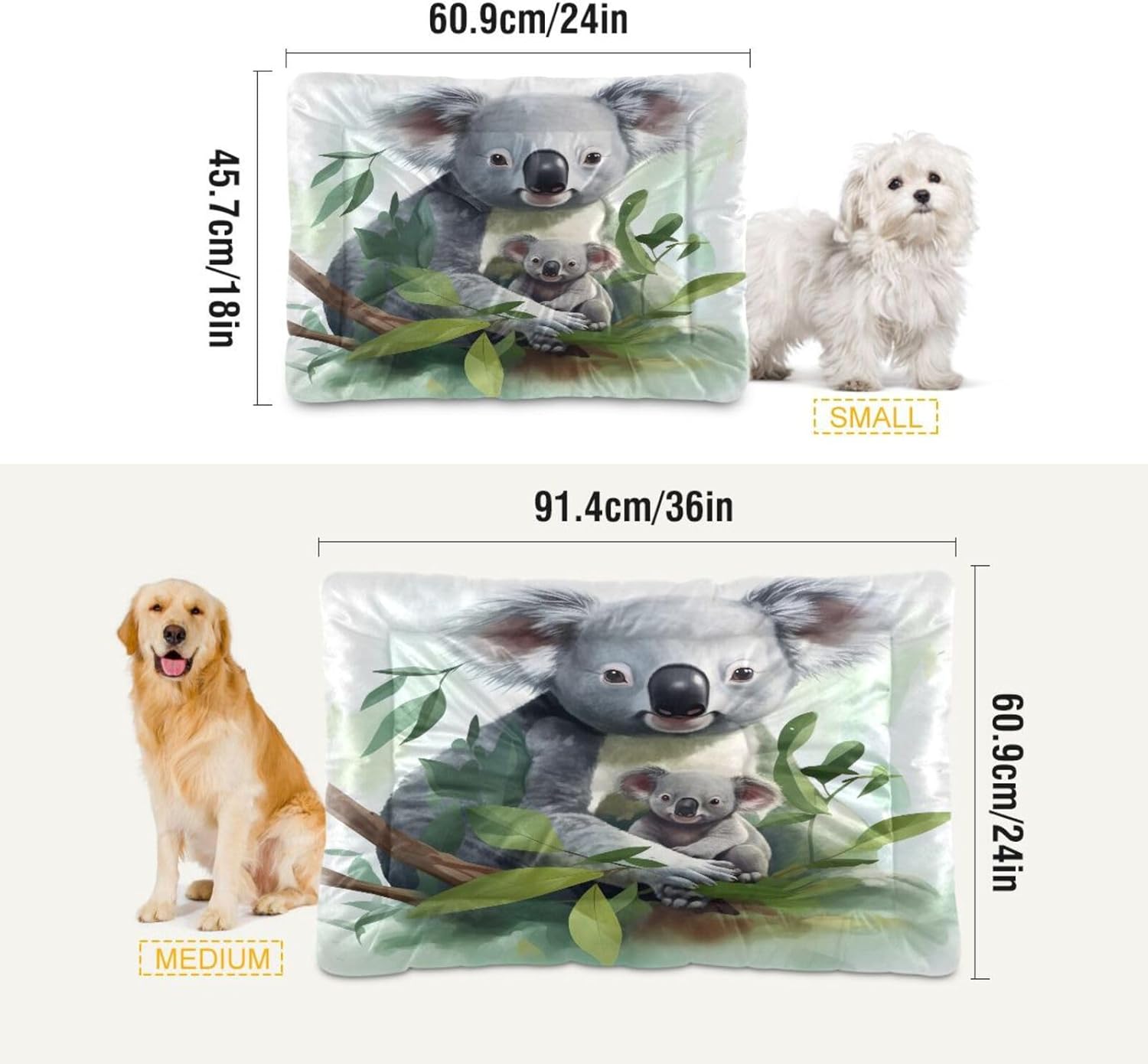 review Koalas Cartoon Bear Dog Cat Bed for Small Medium Large Dogs Machine Washable Dog Kennel Pad Anti-Slip Dog Crate Beds Mat for Sleeping Pet Outdoor Indoor Cat House,18 x 24 Inch