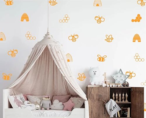 Calcomanías geométricas de abeja de abeja para decoración de pared para habitación de niños extraíbles para decoración de pared hexagonal