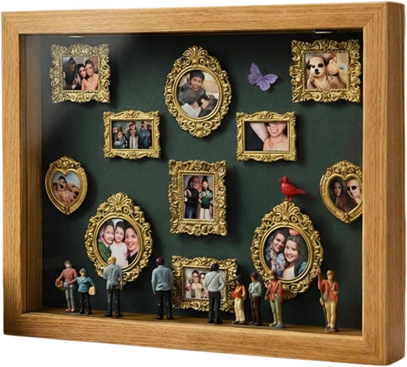 DIY Mini Museum Silhouette Box Capturing Memories Miniature, Creative Memory Display Kit with Mini Figurines Gold Frames, Celebrate Your Memories in Style, A Meaningful Gift