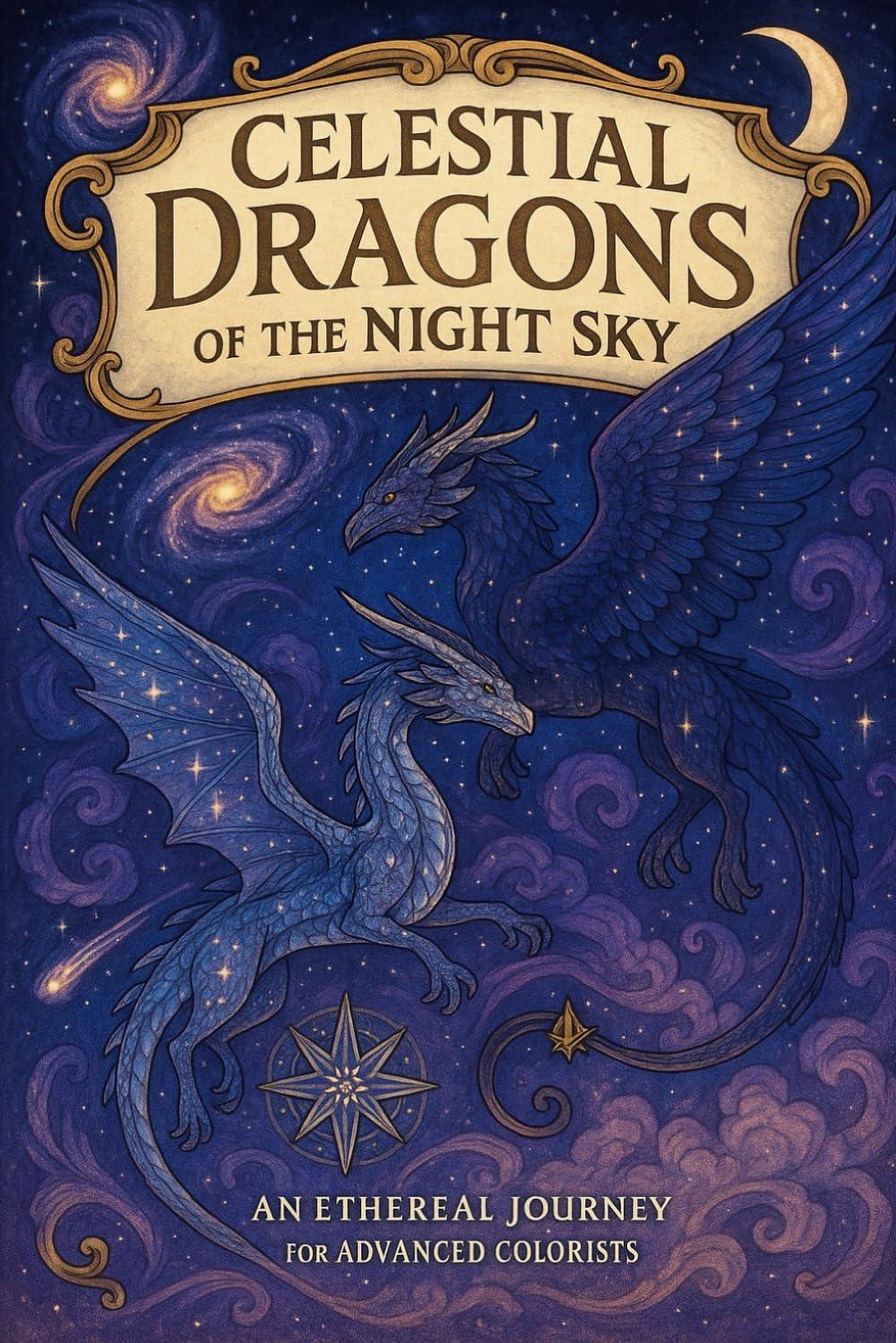 Celestial Dragons of the Night Sky: An Ethereal Journey for Advanced Colorists (Calming Magical Coloring books)