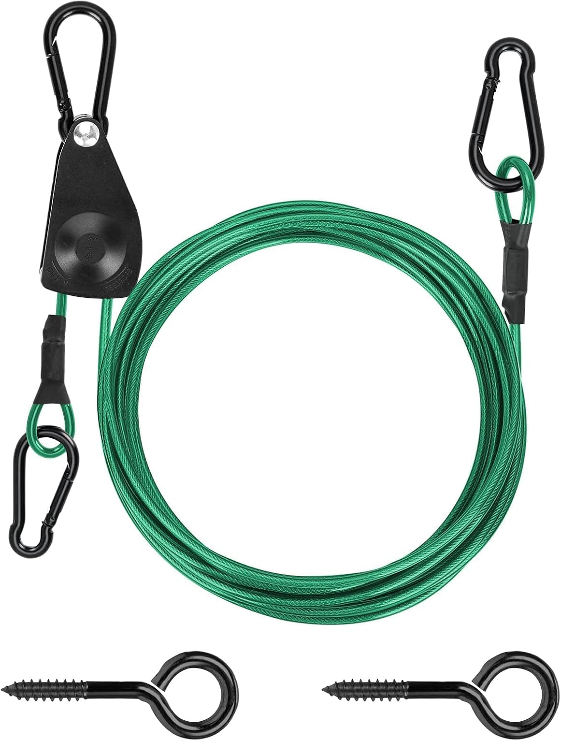 TooTaci 15ft Outdoor Clothesline Kit, 3/16" Green PVC Coated Clothes Cable