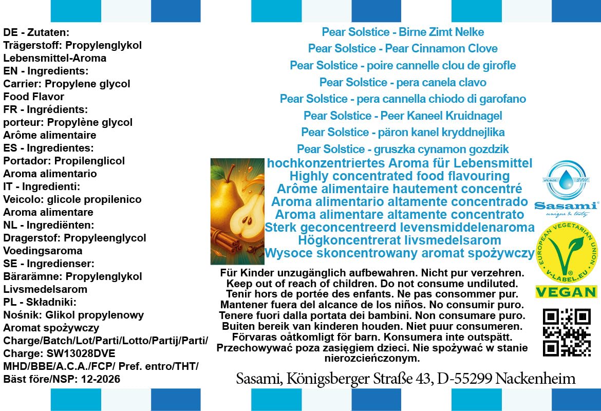 Pear Solstice - gruszka cynamon goździk Aromat Koncentrat - wegański - Sasami - 100ml