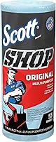Scott Shop Original Towel Roll 75147 - 55 Heavy Duty Blue Shop Towels for Grease Oil Grime Cleaning