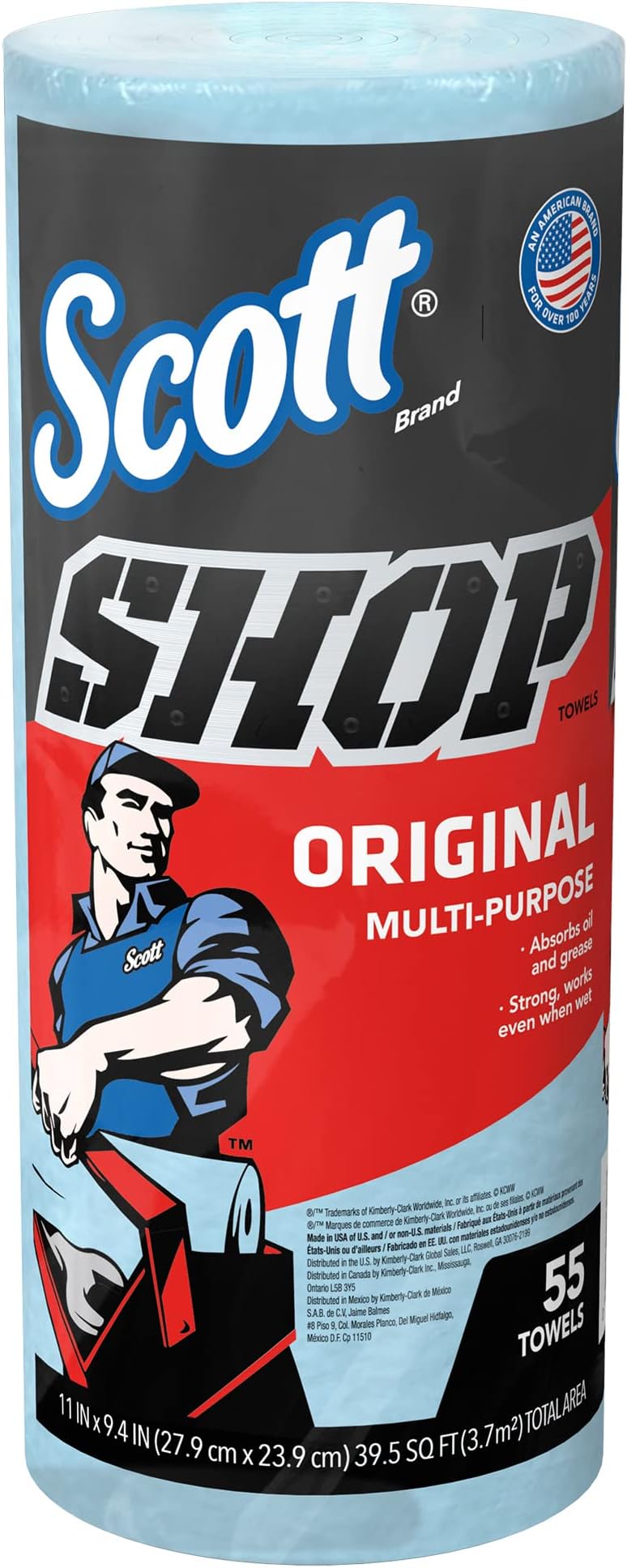 Scott Shop Towels Original 75130 - Heavy Duty Blue Towels - 1 Blue Roll x 55 Disposable Towels