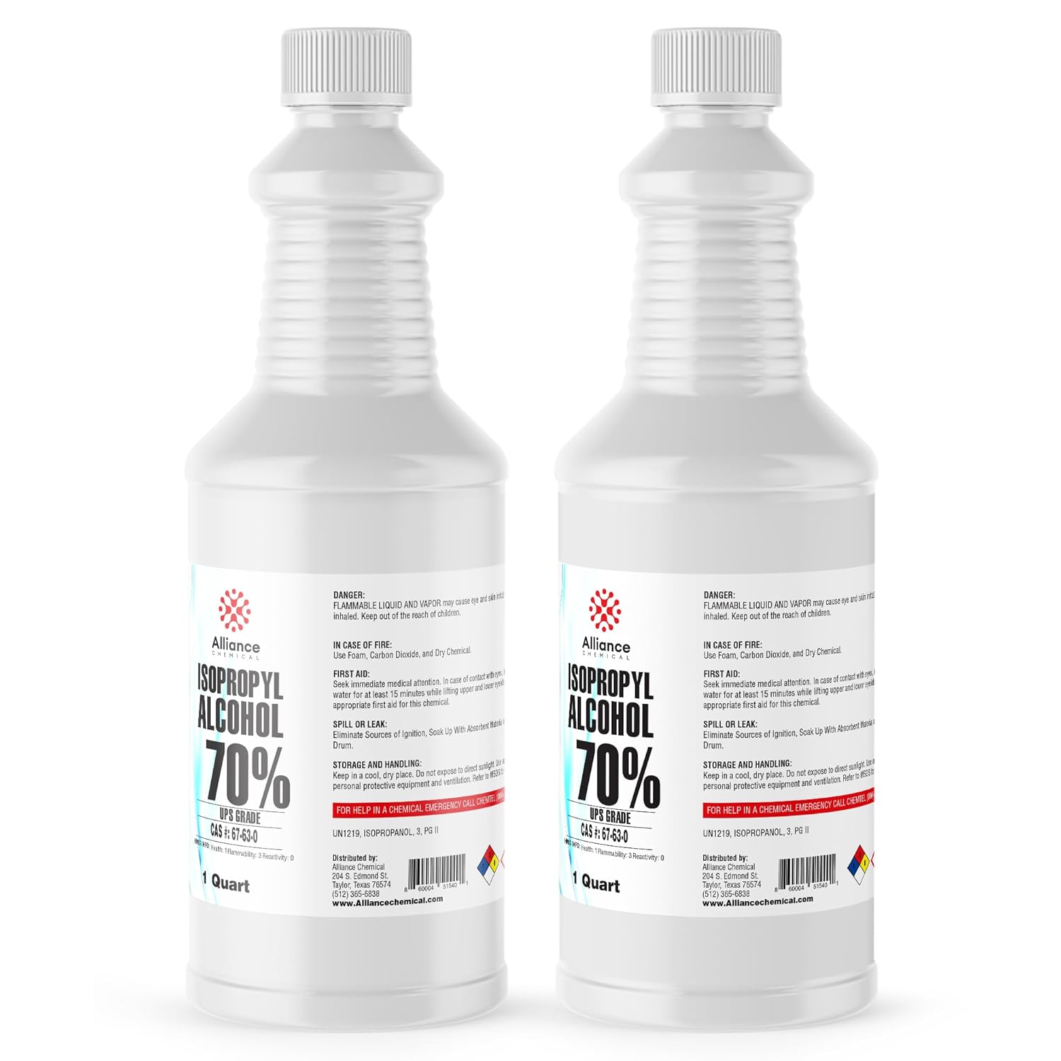 Isopropyl Alcohol (IPA) 70% - USP Medical Grade - 1 Gallon (4 x 32 FL Oz Bottles) - Rubbing Alcohol 70 Percent - Alliance Chemical - Made in America