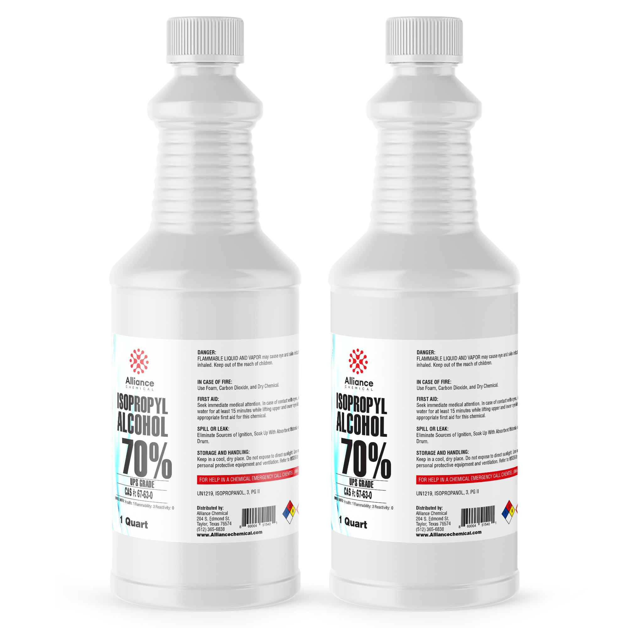Isopropyl Alcohol (IPA) 70% - USP Medical Grade - 2 Quarts - High Purity Rubbing Alcohol - Alliance Chemical