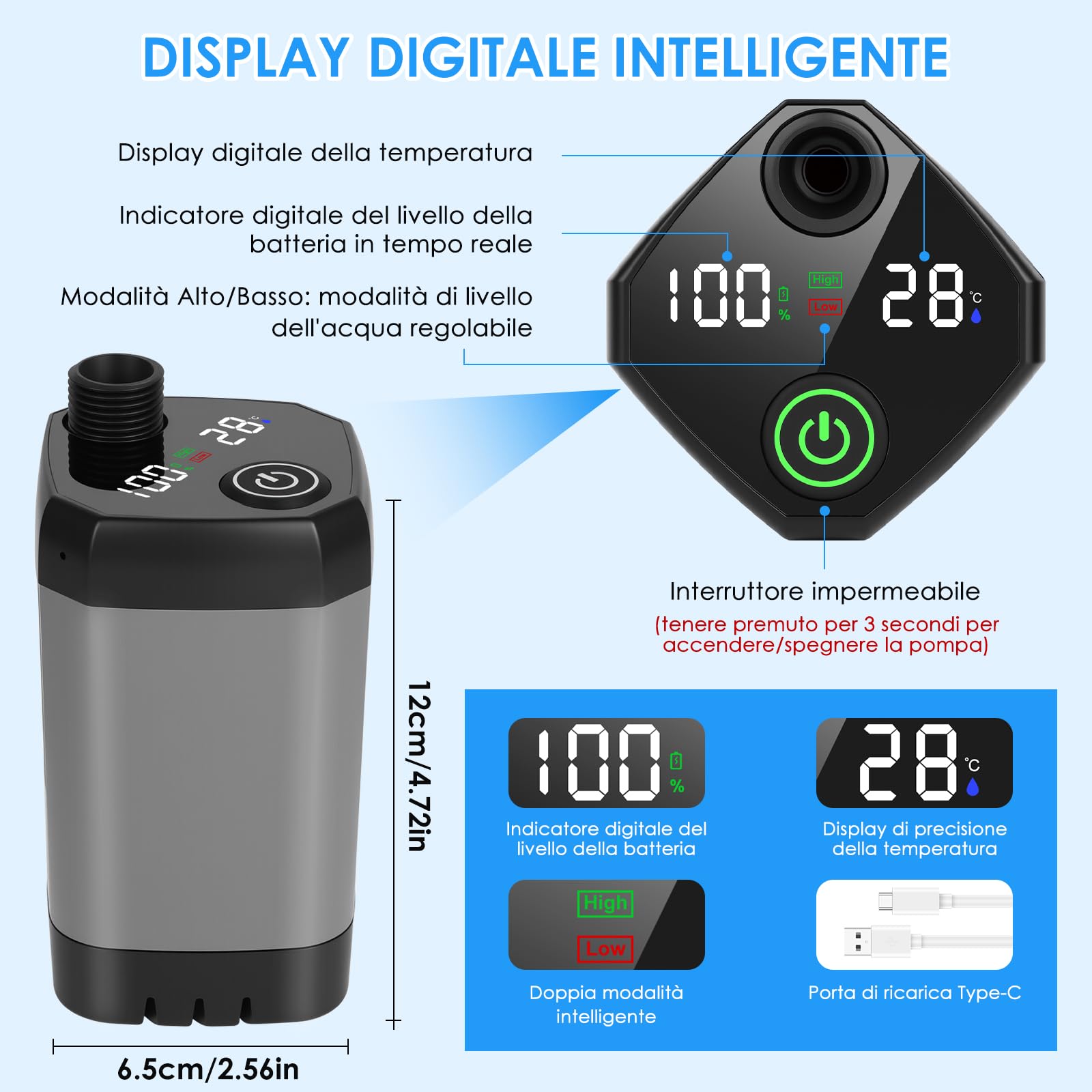 GuKKK Doccia da Campeggio, 7800mAh Doccia Portatile Campeggio, Doccia Campeggio con Display Digitale Intelligente, Doccia Esterna con Soffione Regolabil, per Spiaggia, Auto, Giardino, Animali