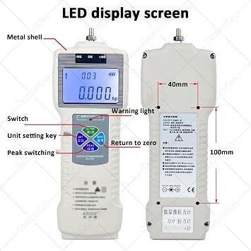 Digital Pull Force Tester, 270mm Stroke Tensile Tester, Digital Force Gauge Combo, Allows Extended Travel for Elongation and Compression Tests, with Five Probes NoRuler-20N