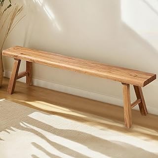 31.5" Reclaimed Solid Wood Bench: Farmhouse Indoor Entryway Long Bench, Narrow Rustic Bench for Hallway, Kitchen, Bedroom, Dining (31.5" Lx10 Wx18 H)