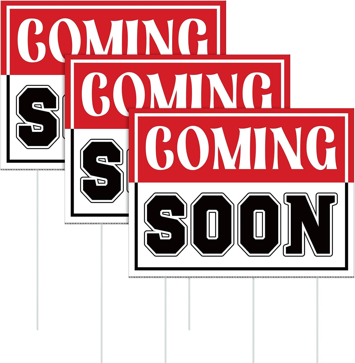 3 Pcs Coming Soon Lawn Yard Sign 15.8" x 11.8" with 6 Stakes Double-sided Coming Soon Banner Advertise Your Business for Outdoor Commercial Store Advertising