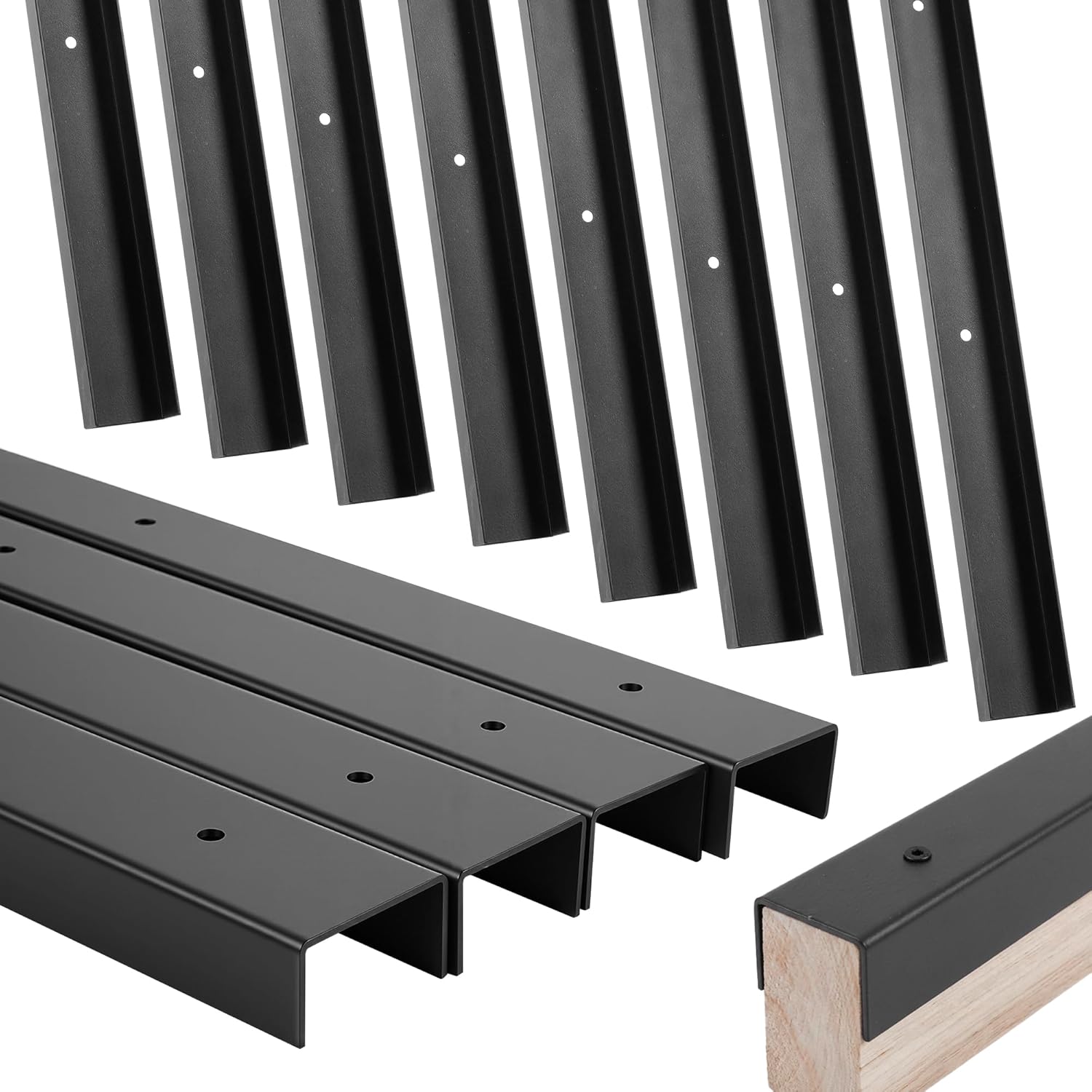 lukar 12 Pack 42 Inch Horse Stall Wall Channels, Heavy Duty Steel Horse Stall Chew Guards with 120 Screws & Pre-drilled Mounting Holes, Prevent Wood Damage in Horse Stable