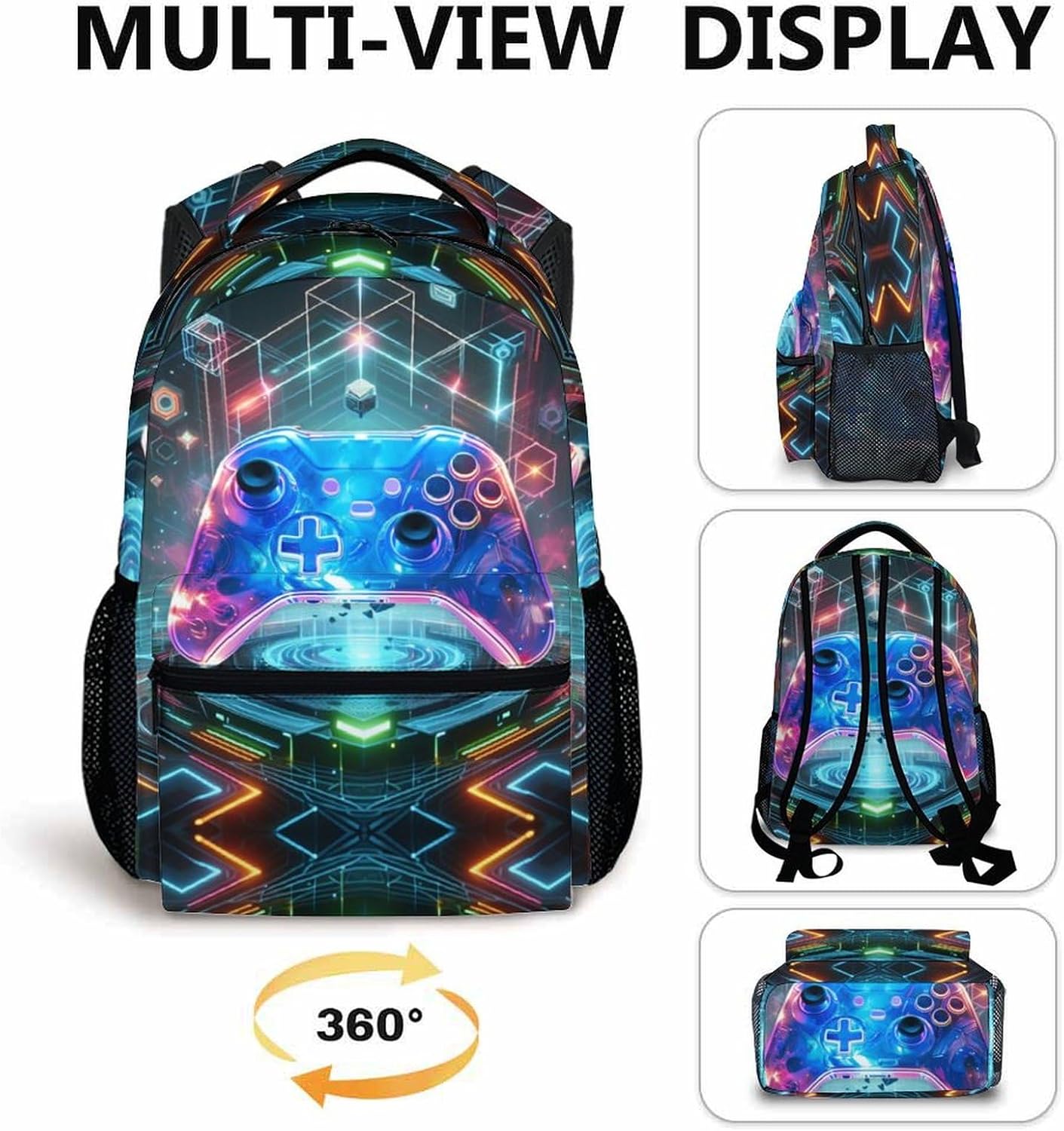 Kids Backpacks for Boys, Game Bookbag with Pockets for Preschool Elementary Middle School, 17 Inches Back to School Gifts for Children 8-12, Lightweight Backpacks for Gamer Lovers - Image 4