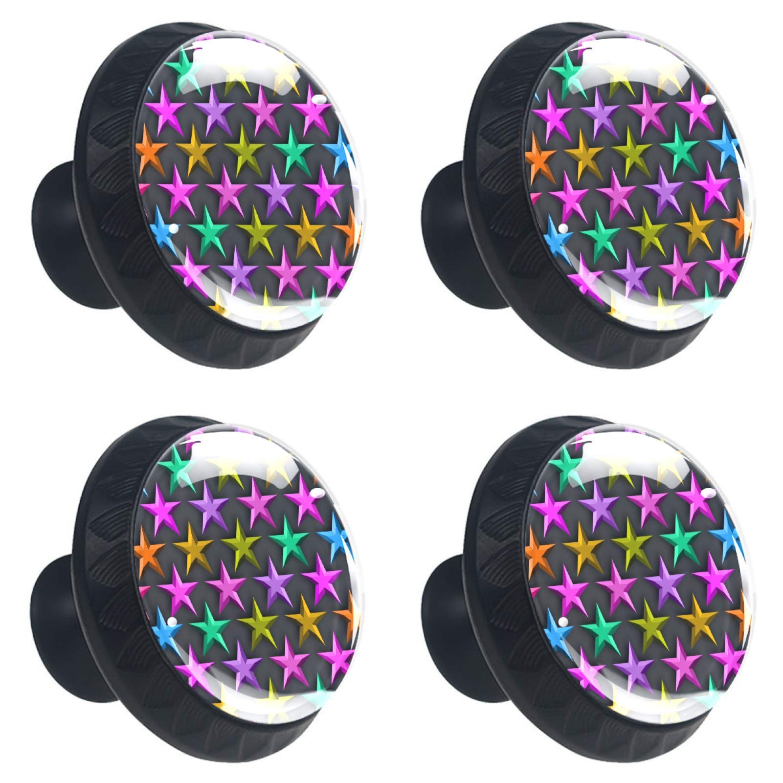 Boutons de tiroir en verre 3D étoiles colorées lot de 4 pour poignée de cuisine