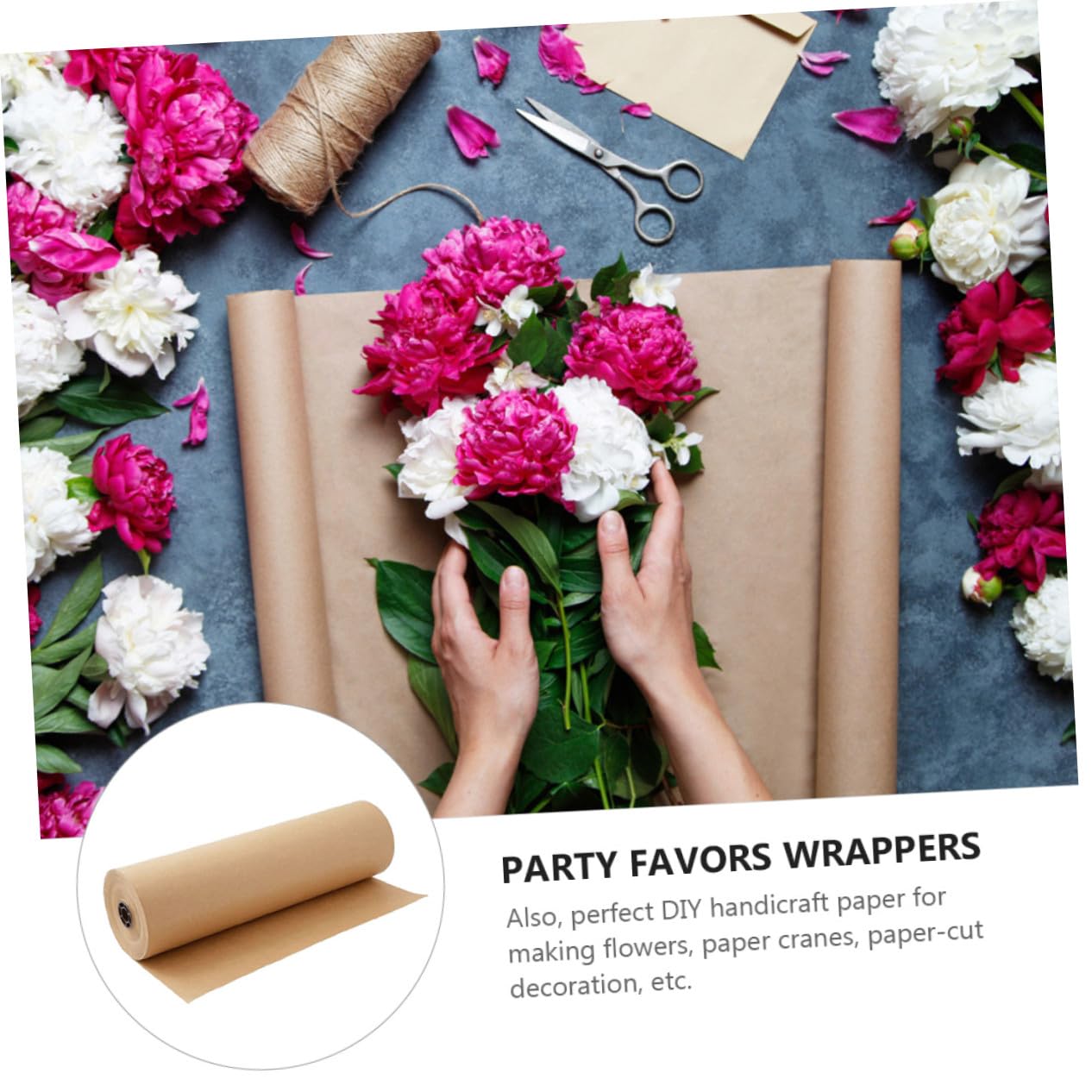 TOVINANNA Kraftpapierrolle Naturfarben Bastelpapier Geschenkpapier Verpackungspapier Für Blumen Sträuße Pralinen Geschenke Diy Projekte