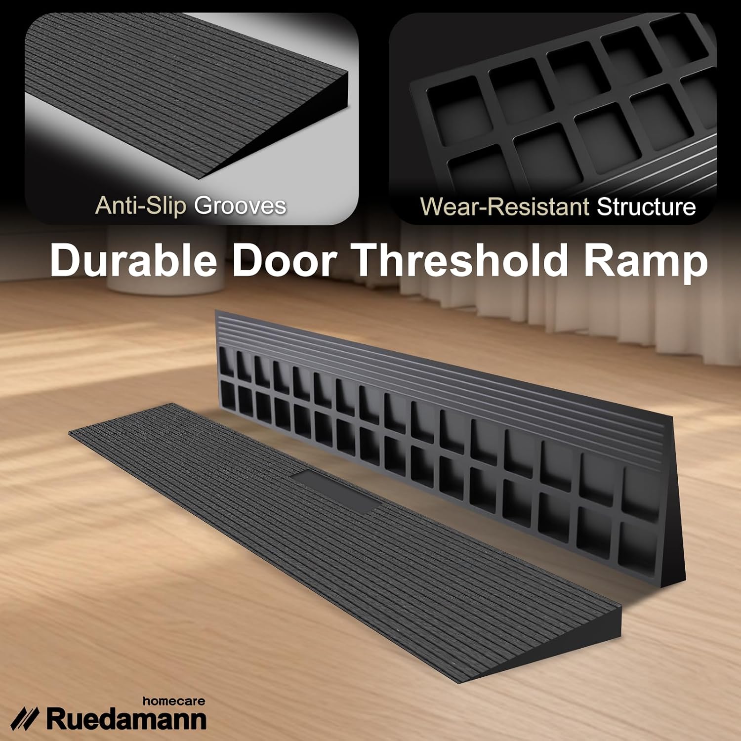 Ruedamann 3300 lbs Threshold Ramps for Doorways, 1.2" Rise Rubber