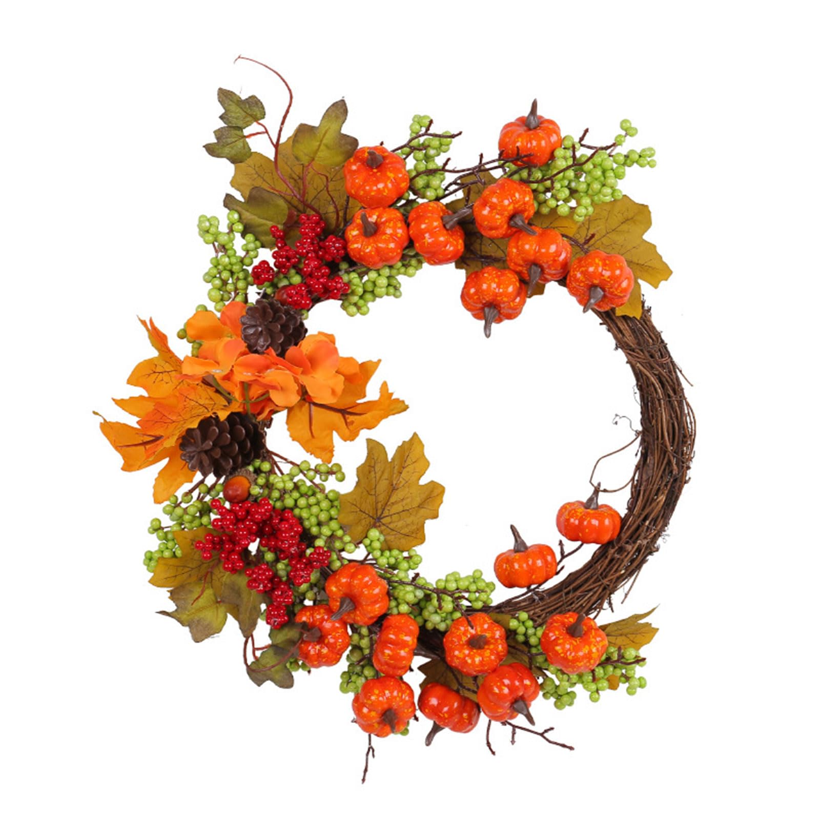 Tsophreniq Halloween Wreath for Front Door Outside Maples Pumpkin Hanging Wreaths for Harvest Thanksgiving Home Wall Decoration Halloween Wreaths for Front Door Large