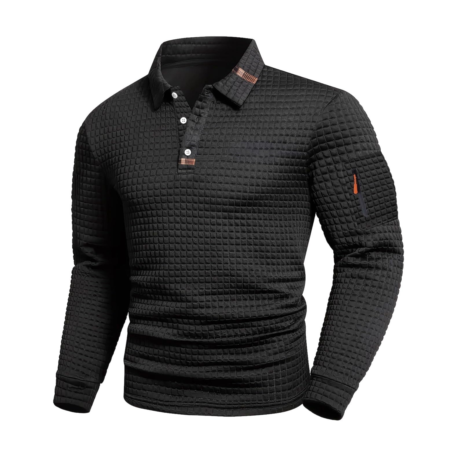 Generico Polo Uomo Manica Lunga Colletto Elastico, Tessuto ad Asciugatura Rapida dal Design Raffinato, Perfetto per Il Golf, Lavoro e Tempo Libero Quotidiano