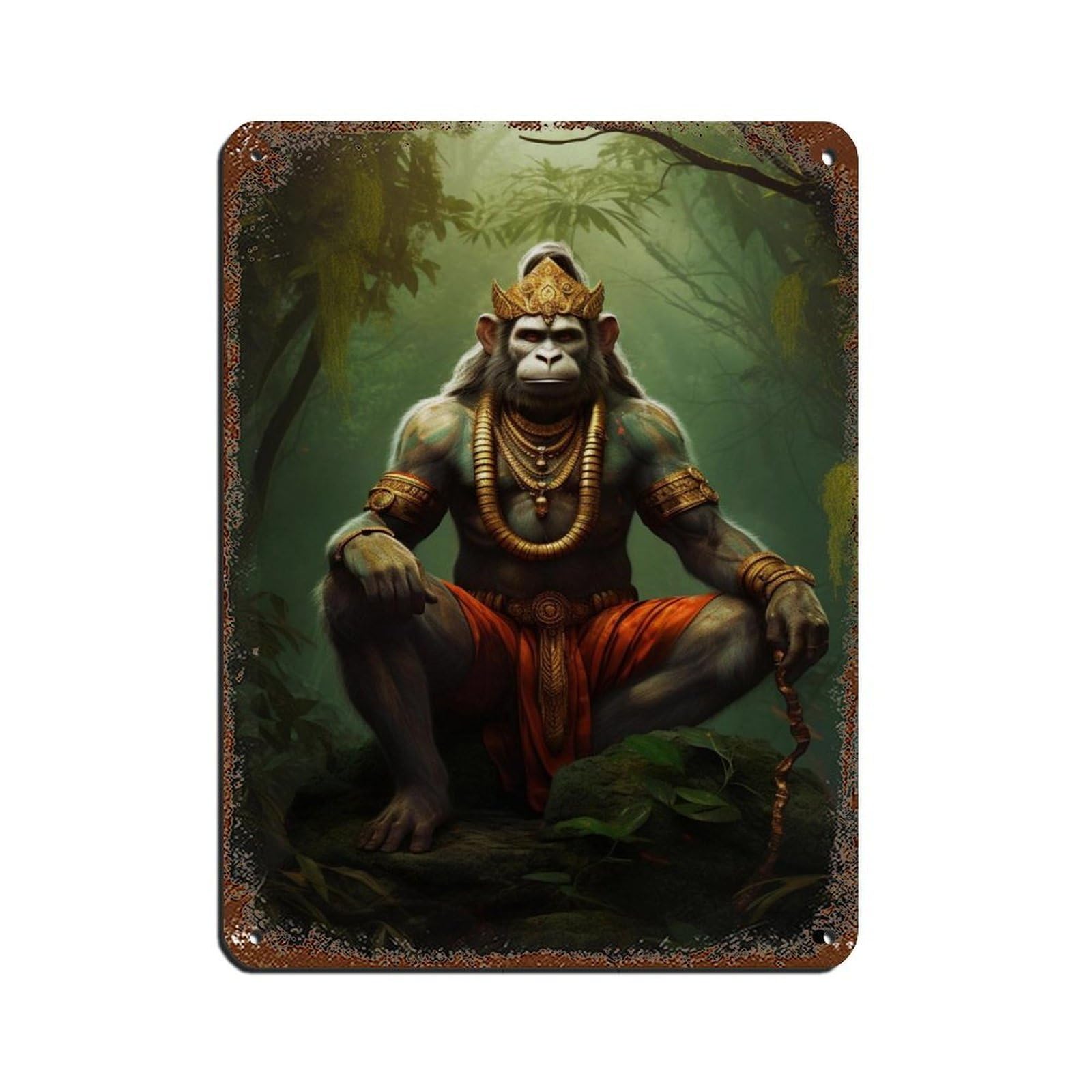 Hanuman Art-Hindu Art (2) Tin Sign Vintage Metal Pub Club Cafe Bar Home Wall Art Decoration Poster Retro 12x16inch(30x40cm)