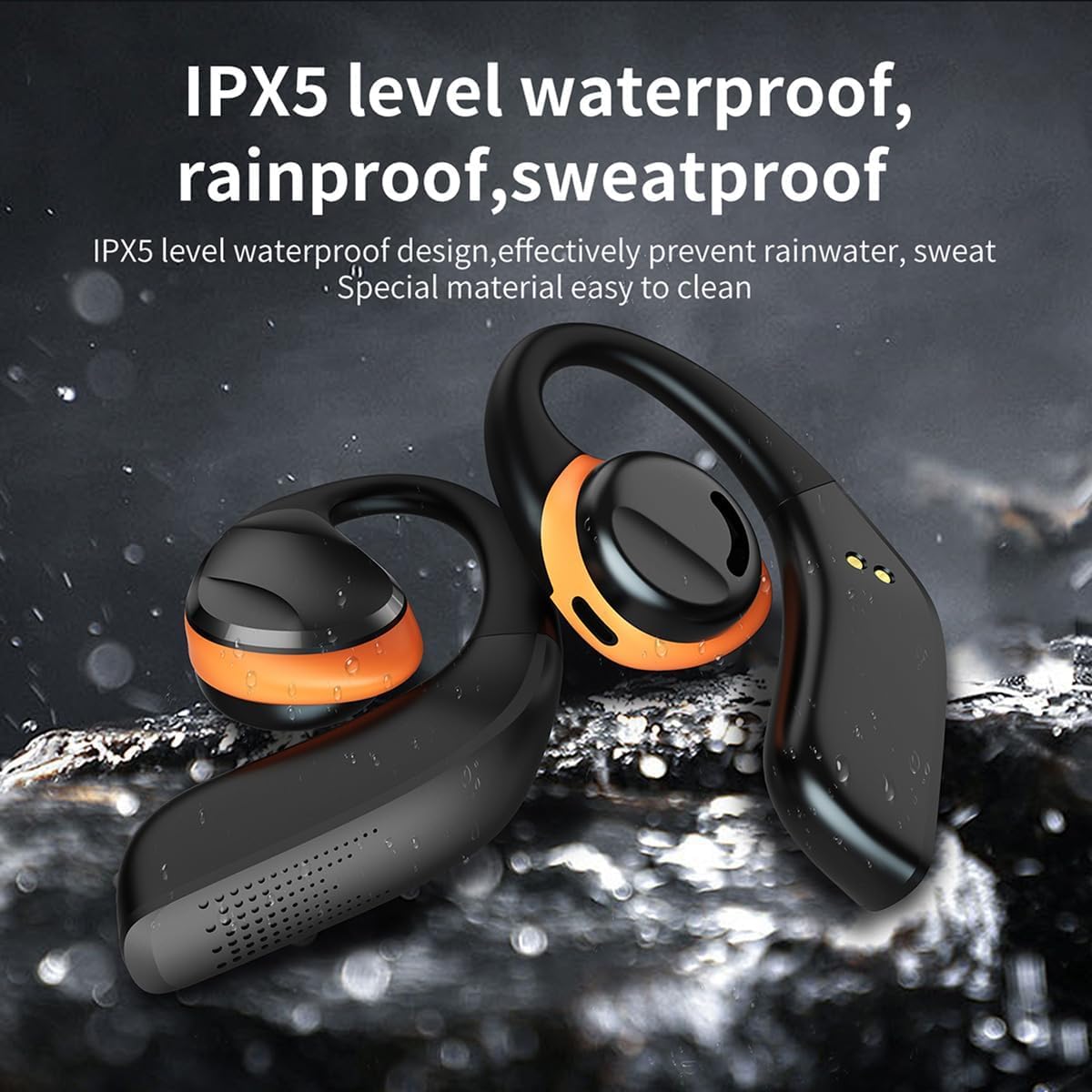 Auriculares inalámbricos Bluetooth de oído abierto, control táctil, conducción de aire, auriculares deportivos IPX7, impermeables, 50 horas de reproducción, auriculares deportivos impermeables