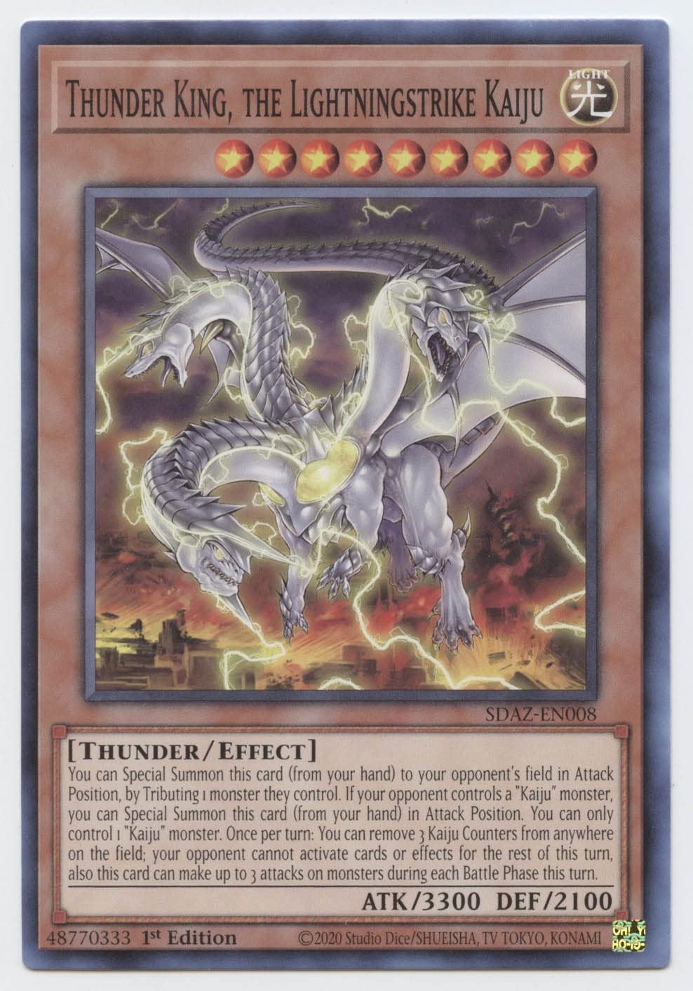 Amazon.com: YU-GI-OH! Thunder King, The Lightningstrike Kaiju - SDAZ ...