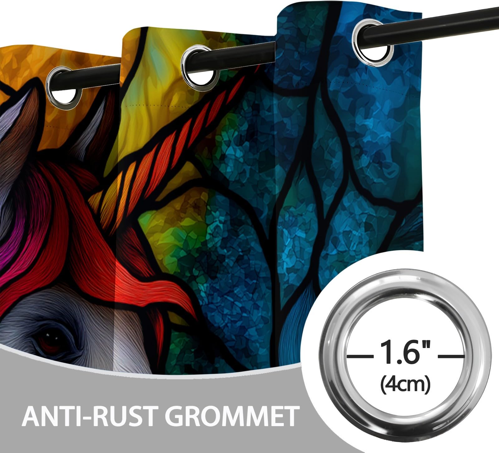 Générique Rideaux Occultants Licorne Animale, Rideaux Imprimé Isolant Thermique Anti Froid - Draperies Polyester Oeillet Plantes Fleurs pour Chambre Salon Décoration Lot de 2 75L x 166H cm